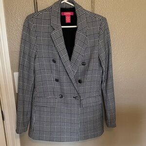 Catherine Malandrino Black and White Glen Plaid Double-Breasted Blazer